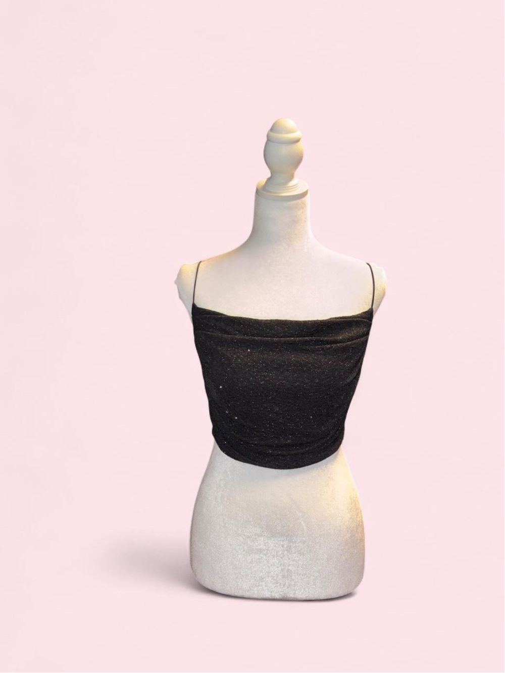 Windsor Black Sparkle Cropped Cowl Tank